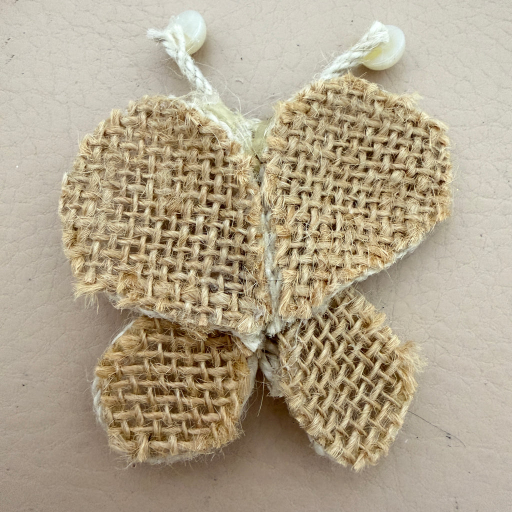 Back view of Jute Burlap Butterfly Patch showing natural jute texture