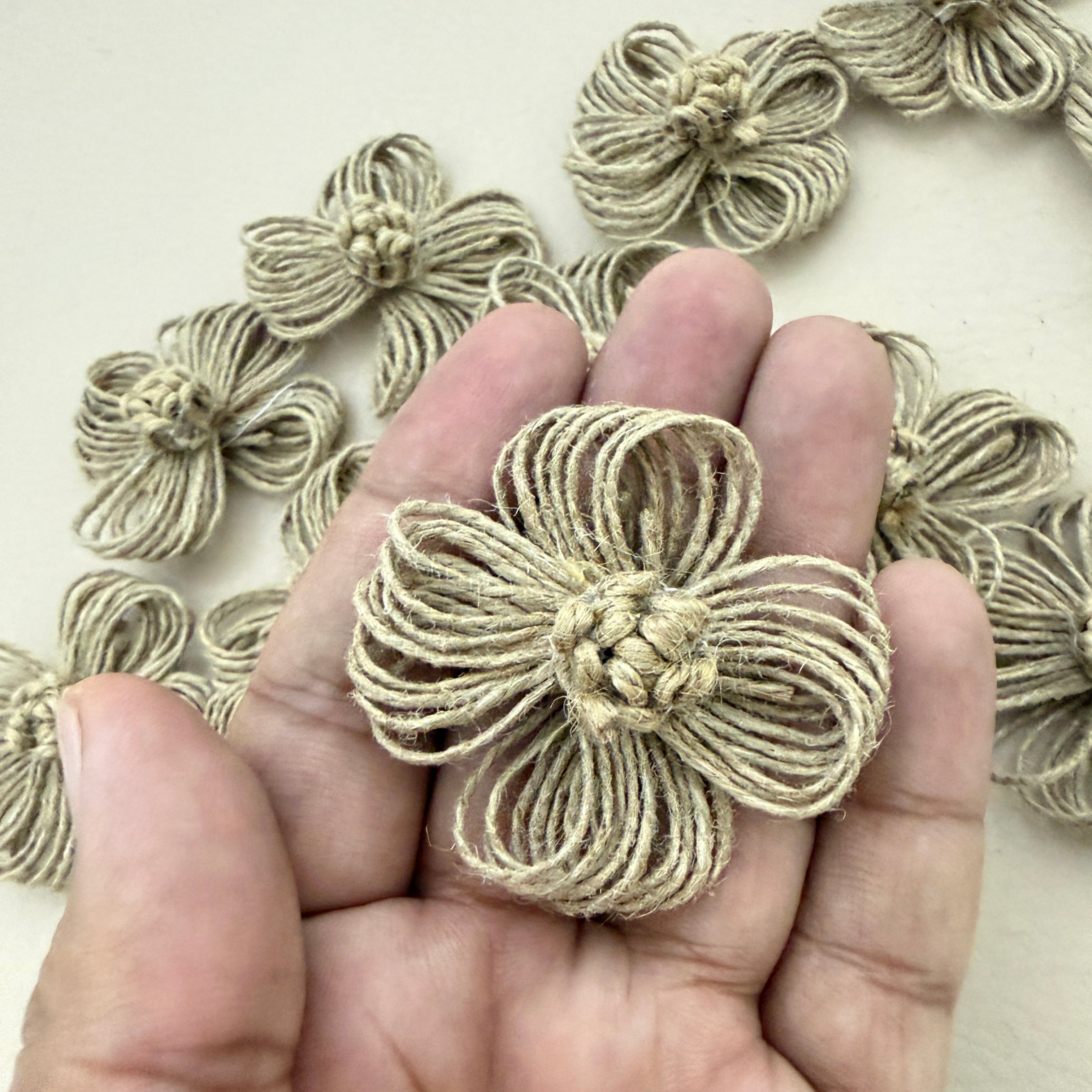 Handmade Jute Twine Flower Patches – Pack of 5
