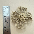Jute twine flower patch with ruler showing approx 5-6cm diameter