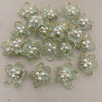 Mint green pearl flower patches spread view