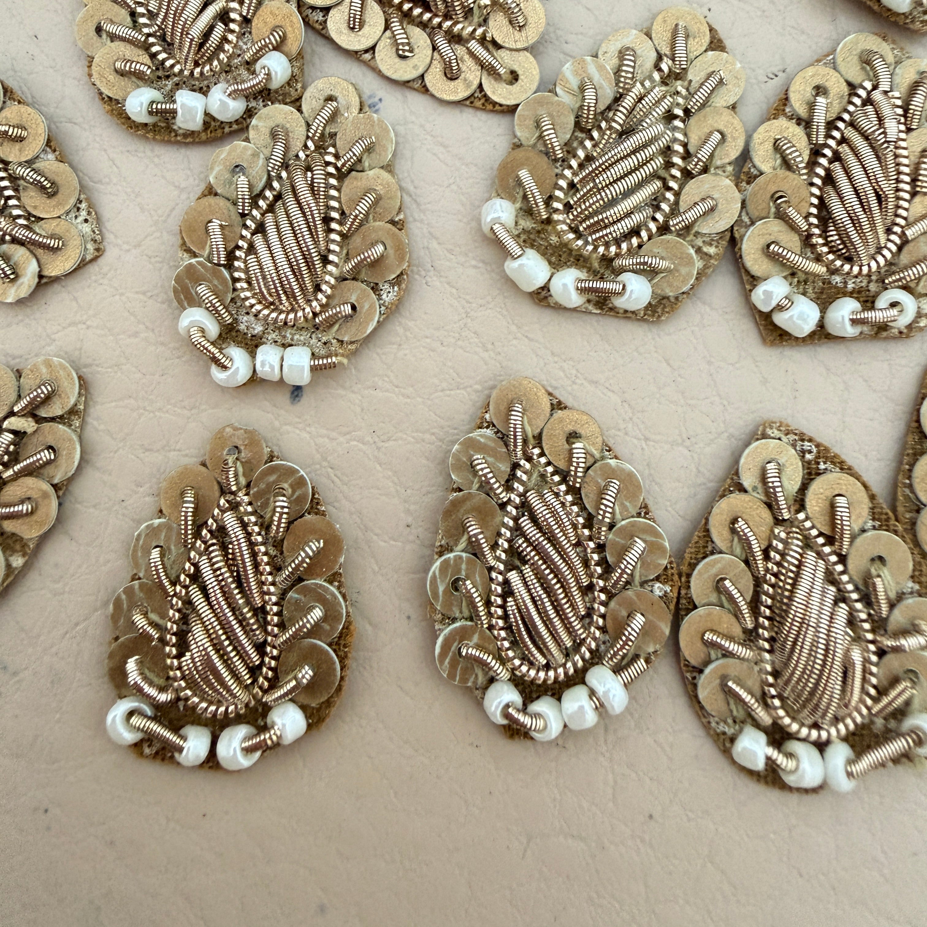 Gold zardozi patch size reference with ruler