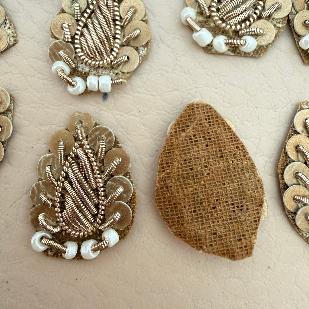 Gold zardozi paisley patches spread view