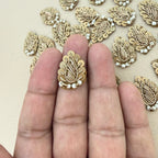 Gold zardozi patch front and back view