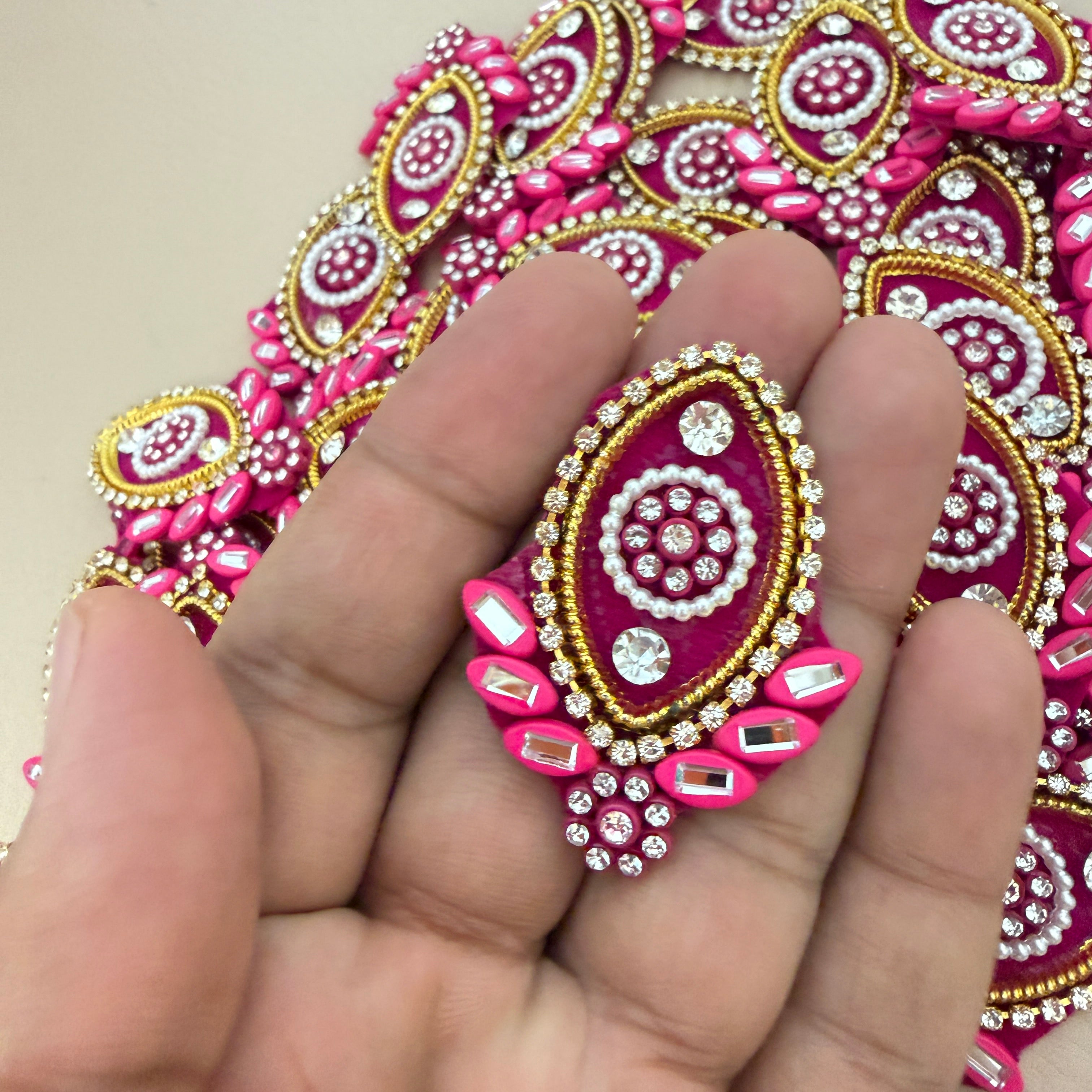 Rani pink patch with ruler showing size approximately 6cm