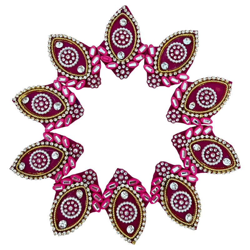 Rani Pink Rhinestone & Pearl Oval Indian ethnic wear Patches – Pack of 10