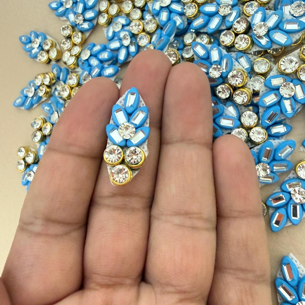 Bulk lot of blue rhinestone leaf embellishment patches