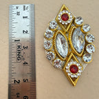 Gold diamond rhinestone patch with ruler for size reference showing approx 5cm height