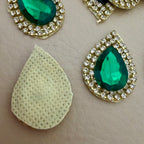 Bulk lot of emerald green teardrop rhinestone patches