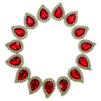 Red Teardrop Rhinestone Indian outfit decor appliques Patches – Pack of 15