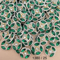 Bulk lot of emerald green marquise rhinestone flower patches – pack of 25