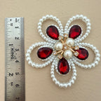 Red crystal pearl flower patches – bulk lot view