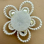 Fuchsia crystal pearl flower patch – back view showing grey felt base
