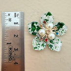 Green speckle pearl flower patch with ruler showing approx 4cm diameter