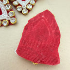 Back view showing red net mesh fabric base