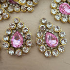 Pink rhinestone crystal patches close-up pair