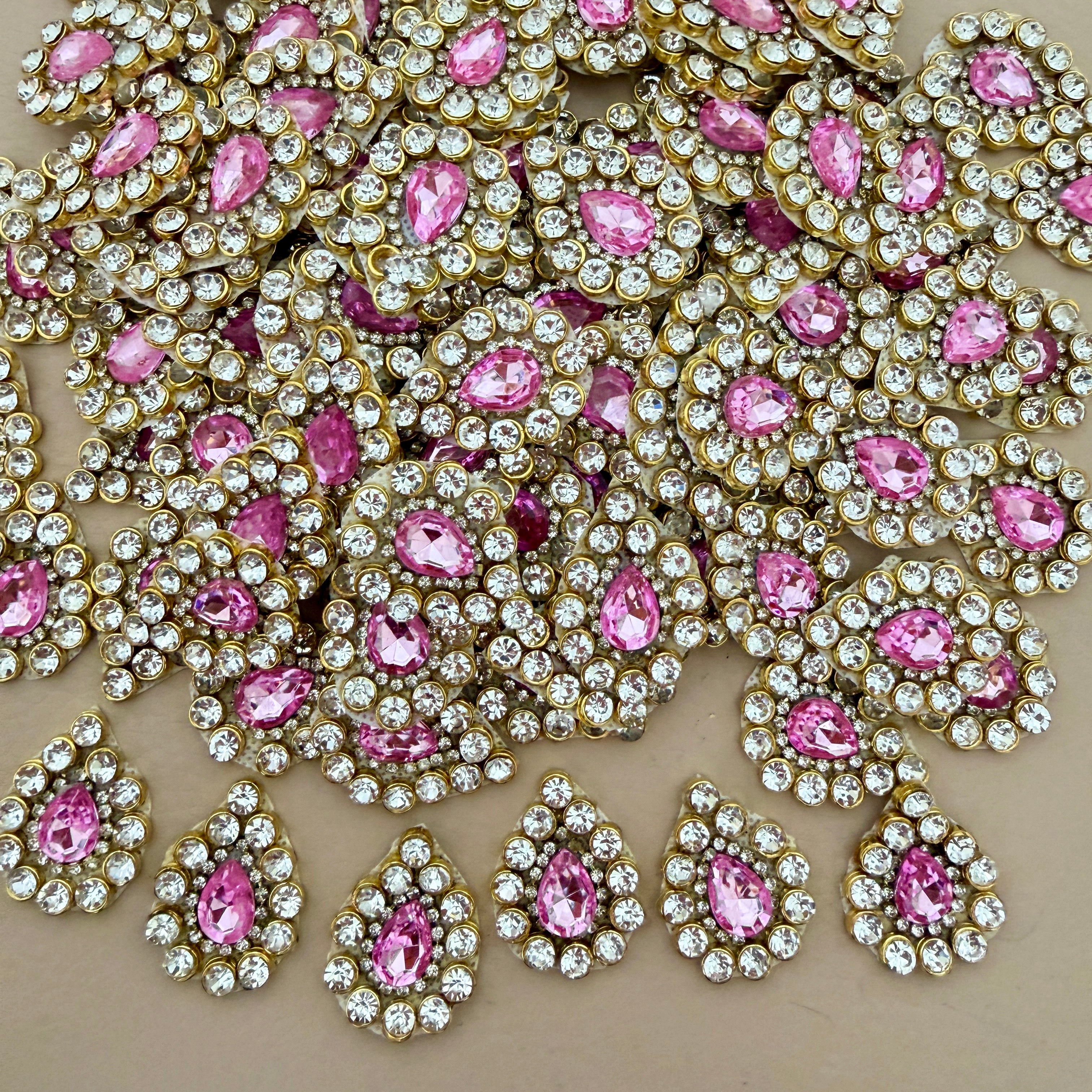 Pink rhinestone crystal patches bulk lot