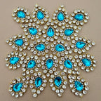 Aqua blue rhinestone crystal patches arranged in star pattern