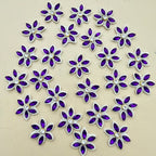 25 purple marquise rhinestone star flower motif patches laid out flat