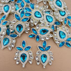 Sky blue crystal rhinestone patches bulk view