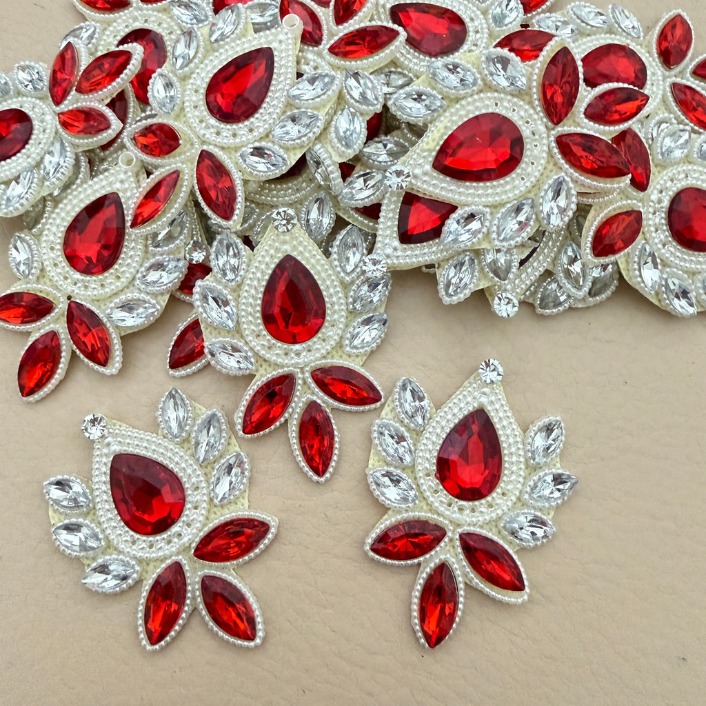Ruby red crystal rhinestone patches bulk stock view