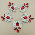 Pack of 5 ruby red crystal rhinestone patches laid flat