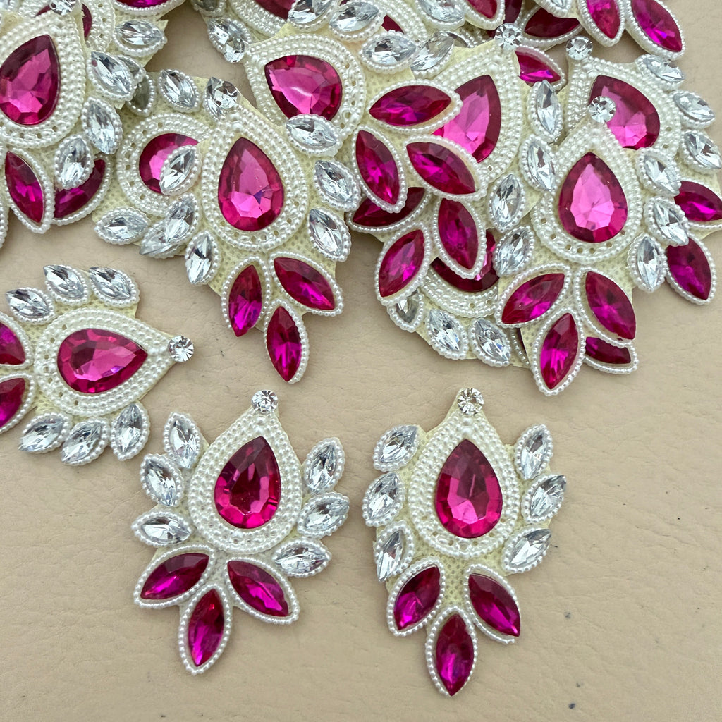 Fuchsia pink crystal rhinestone patches bulk stock view