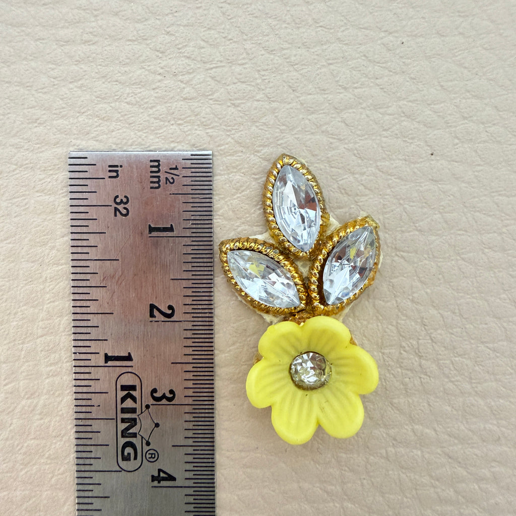 Collection of yellow flower and leaf crystal rhinestone applique patches