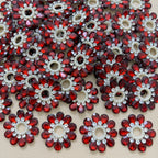 Pile of maroon rhinestone pearl flower motif patches