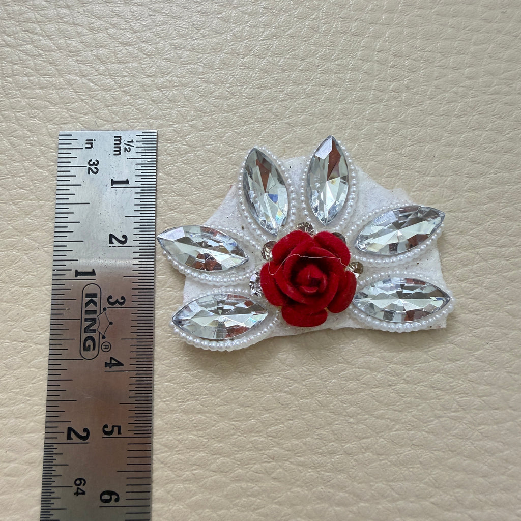 Bulk lot of maroon rose rhinestone flower motif patches