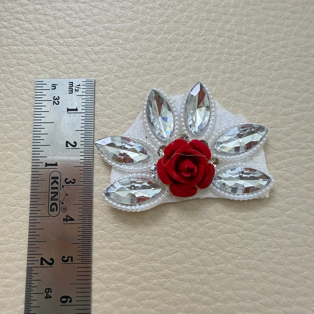 Bulk lot of maroon rose rhinestone flower motif patches