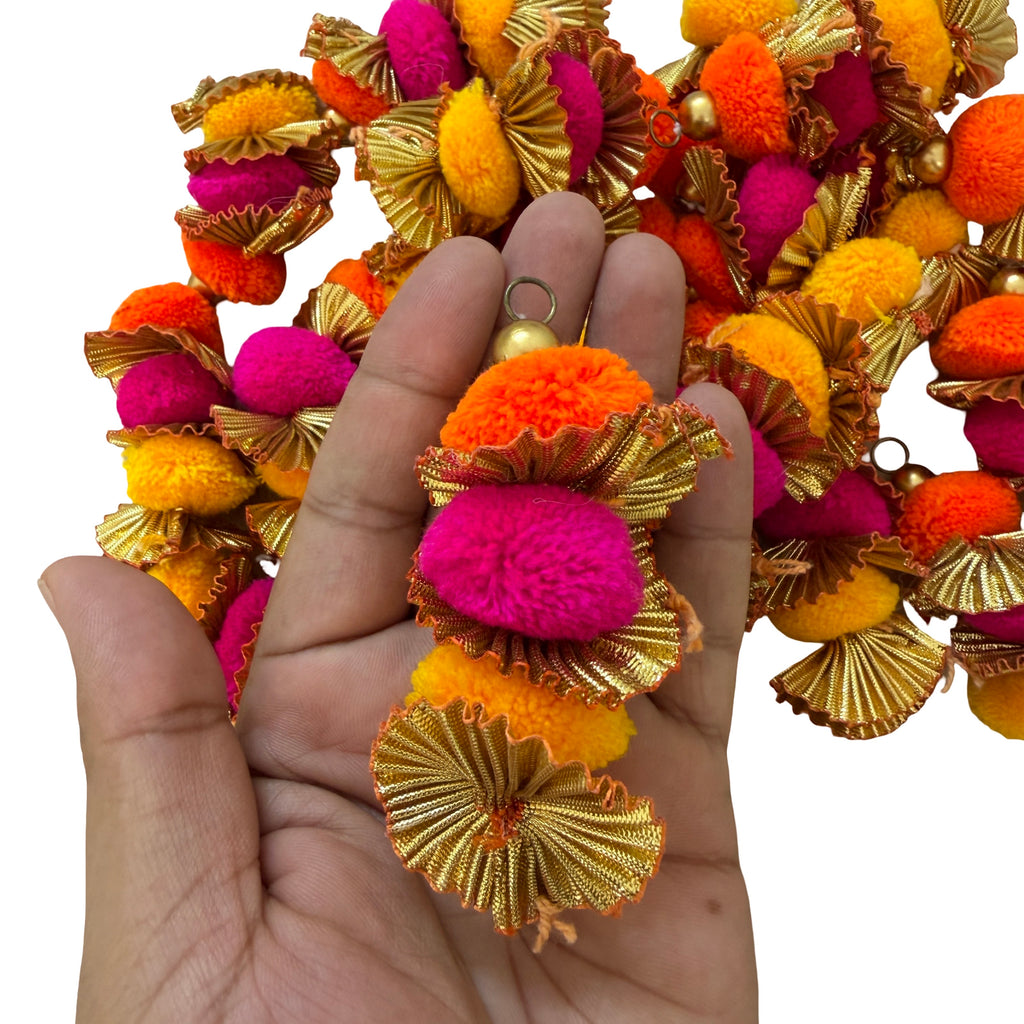 Pair of pom pom latkan tassels