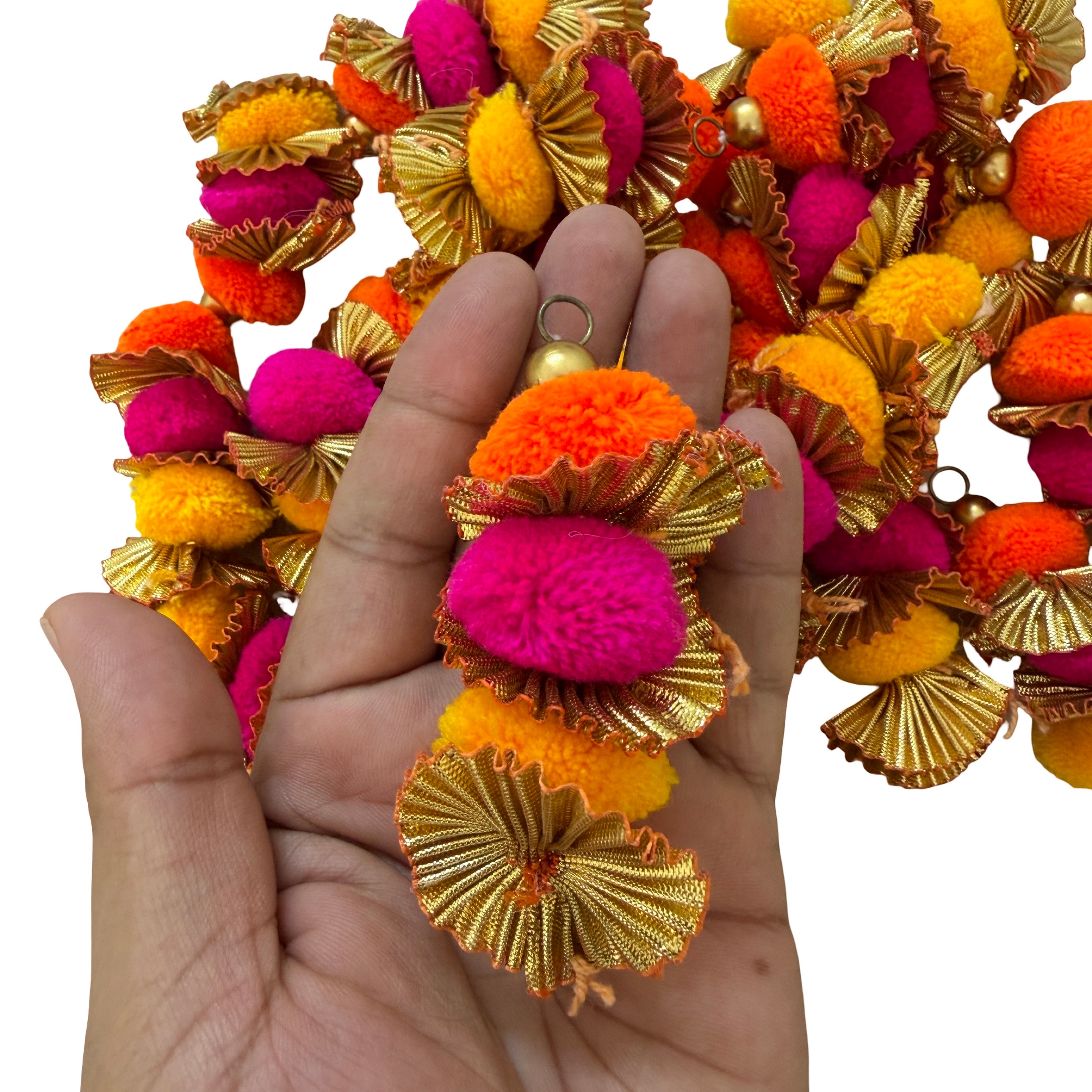 Pair of pom pom latkan tassels