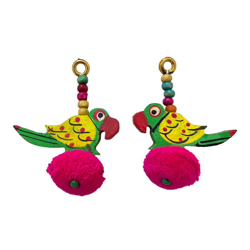 Pack of 2 Parrot Pom Pom Tassels on white background