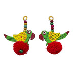 Pack of 2 Red Parrot Pom Pom Tassels on white background
