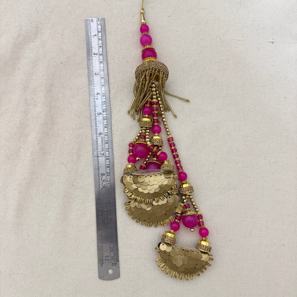 Handcrafted Magenta Beaded Kiran Bridal Lehenga Latkan DIY Craft Supplies – Pack of 2