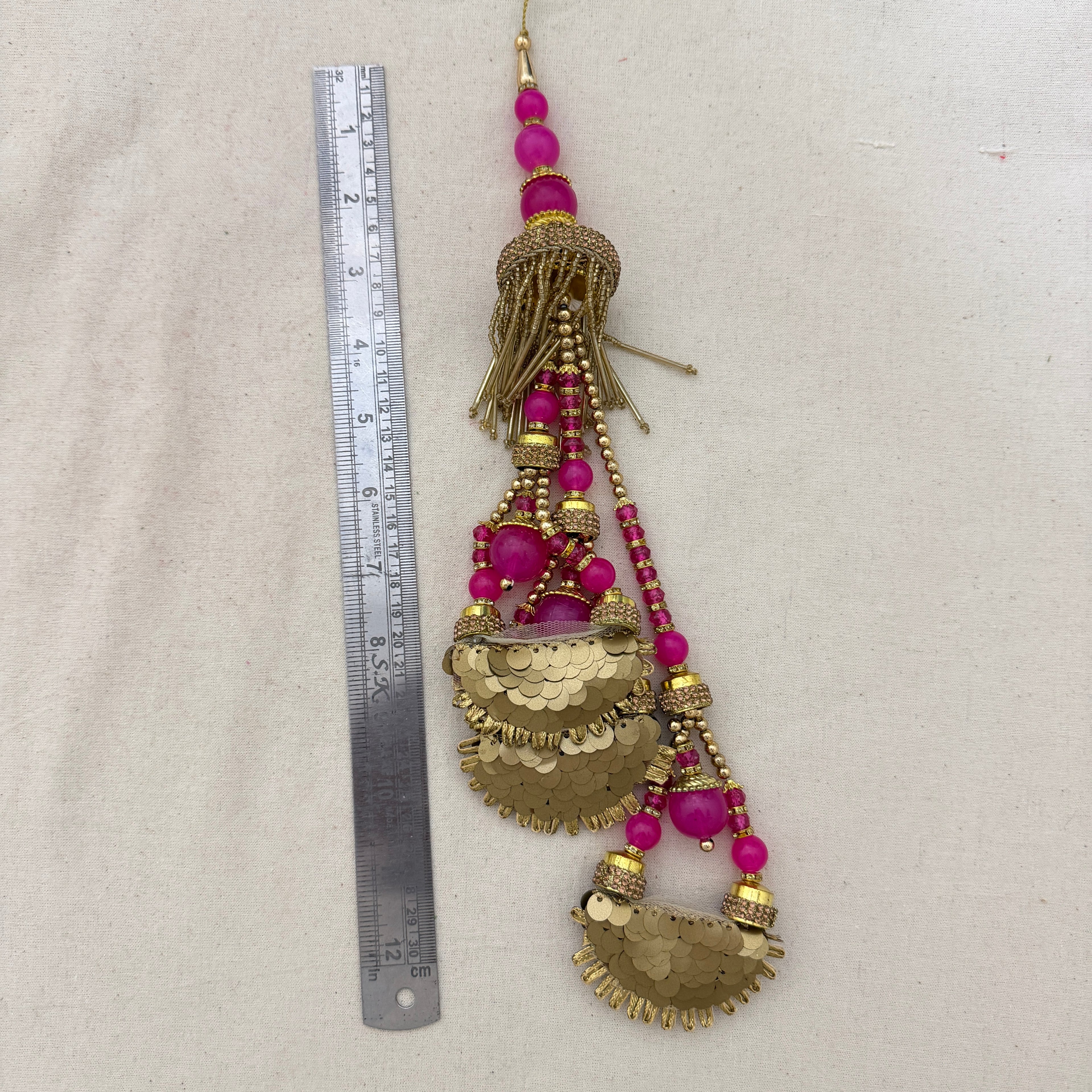 Handcrafted Magenta Beaded Kiran Bridal Lehenga Latkan DIY Craft Supplies – Pack of 2