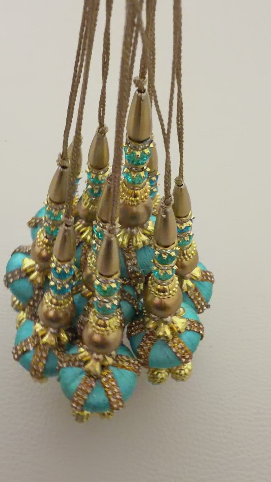 Turquoise Blue Beaded handmade Latkan for Blouse Ornament ethnic tassels – Pack of 2