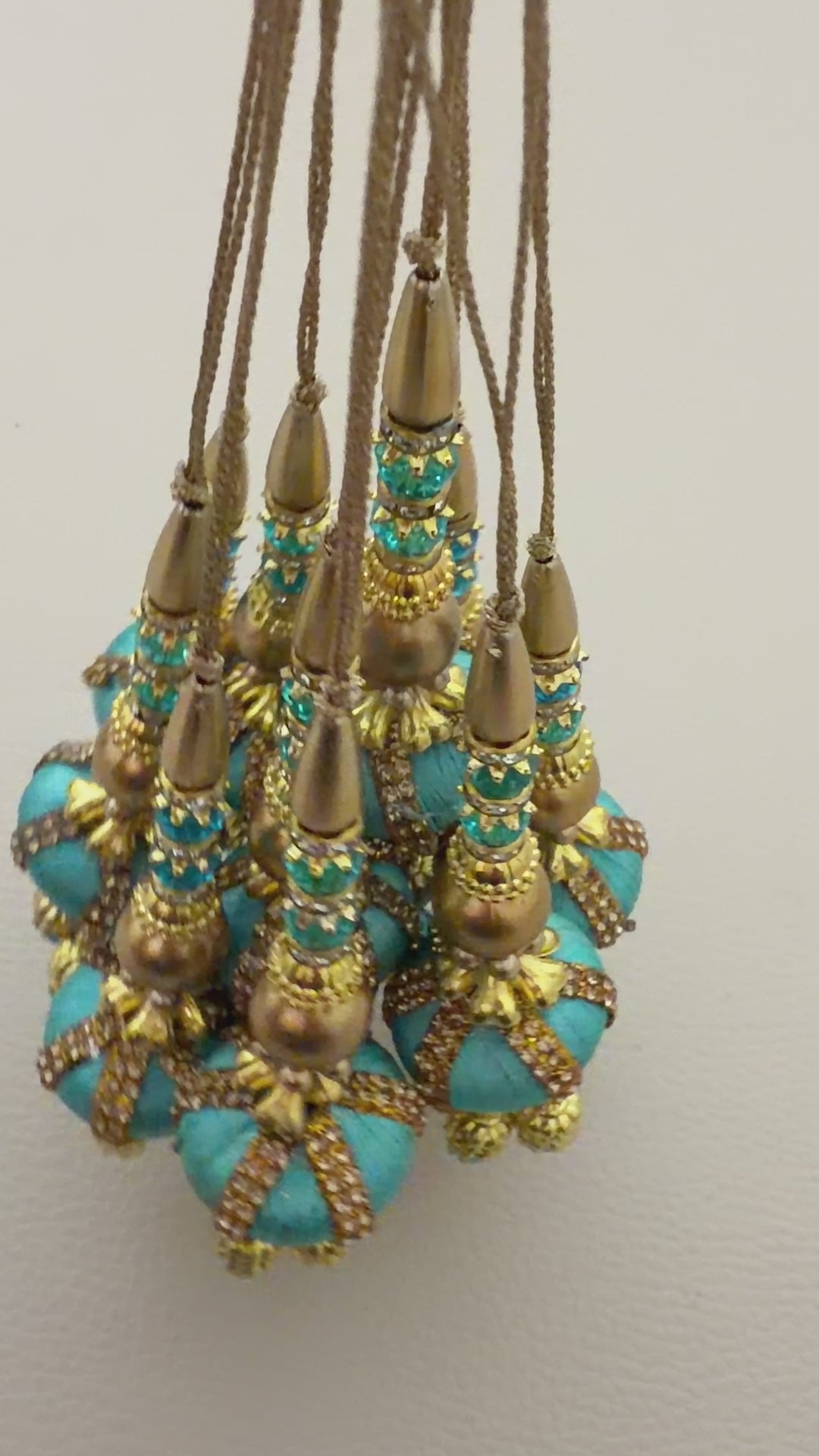 Turquoise Blue Beaded handmade Latkan for Blouse Ornament ethnic tassels – Pack of 2