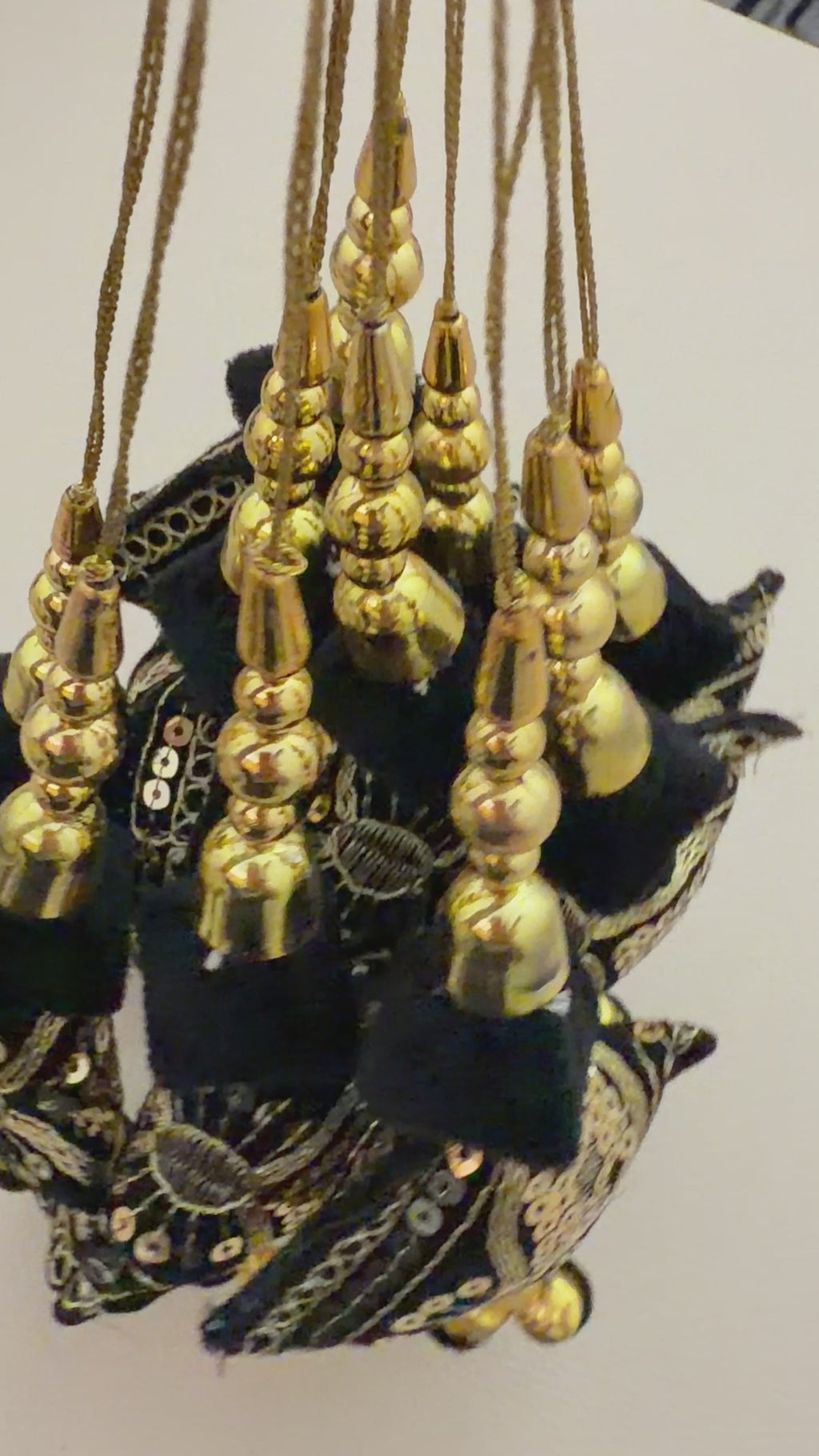 Handmade Black and Gold Embroidered Latkan Lehenga embellished Tassels – Pack of 2