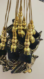 Handmade Black and Gold Embroidered Latkan Lehenga embellished Tassels – Pack of 2