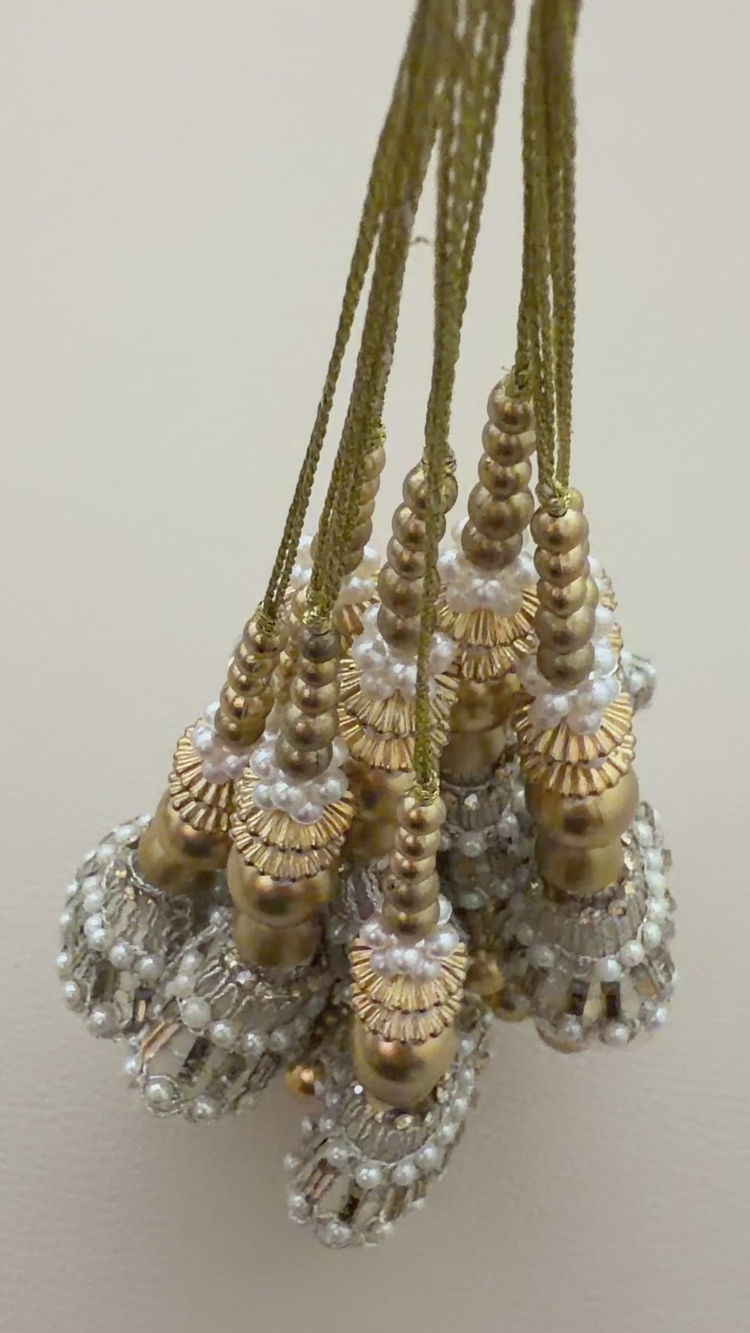 Gold and Silver Pearl-Style Jhumka Latkan ethnic wear Tassels  – Pack of 2