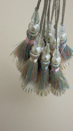 Pastel Multicolour Thread Latkan Tassels with Pearl-Look Beaded Balls, Pack of 2