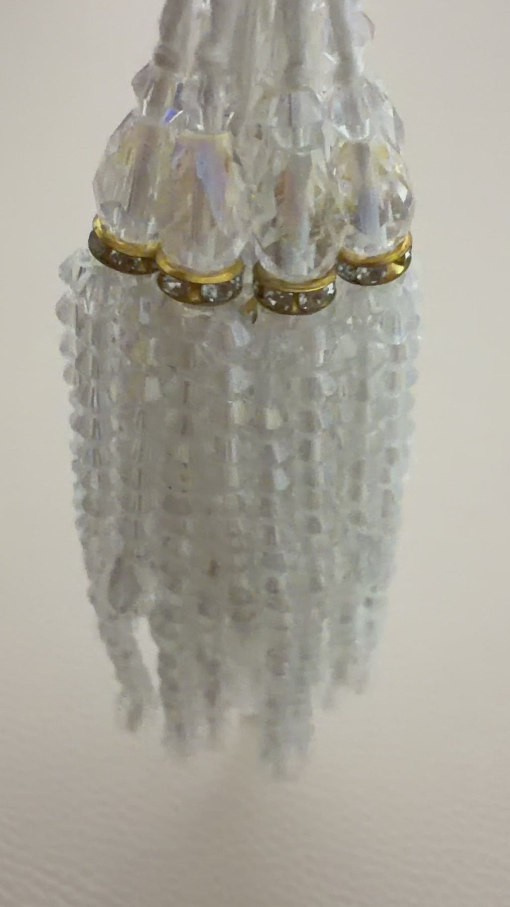 Clear Faceted Bead Latkan Tassels with Teardrop Dangles, Pack of 2