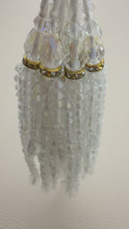 Clear Faceted Bead Latkan Tassels with Teardrop Dangles, Pack of 2