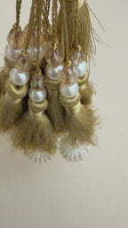 Gold Thread Latkan Tassels with Pearl-Look Beaded Balls, Pack of 2