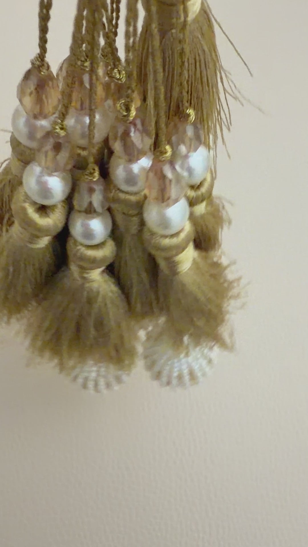 Gold Thread Latkan Tassels with Pearl-Look Beaded Balls, Pack of 2